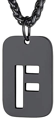 Richsteel schwarz buchstabe F Anhänger Hundemarke Halskette Partnerkette Namenskette für herren Damen