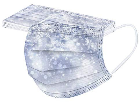 RUITOTP 10/20/30/50/100pc Unisex Erwachsene Protektor Schal - Mode Einweg Universal 3 Schicht Xmas Schneeflocke elastische Earloop Neckerchief Schal-21113-11