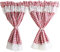 ACMHNC Scheibengardine Landhaus Vintage, Karierte Küche Gardine mit Spitze, Kurzstores Gardinen Kleinfenster Kurz Bistrogardine 2er Set,W x H 115x60cm