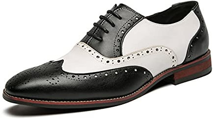 Generic7 Zapatos Oxford para Hombre, Elegantes, Puntiagudos, Brogue, Patchwork, Zapatos de Cuero Transpirables, Zapatos Formales Ligeros con Cordones Bajos para Banquetes