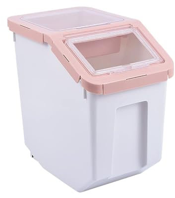 ANMOO Pet Food Storage Container, Dogs Food Container With Scoop Stackable Dog Food Storage Bins 10KG Storage Container With Lid(Pink Large)