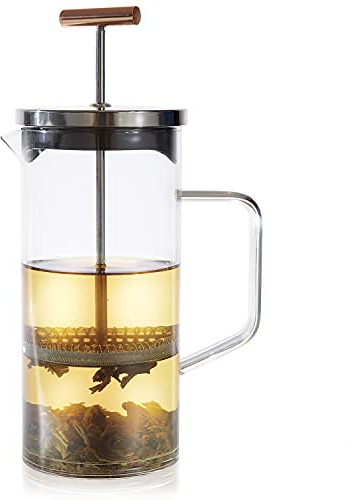 Teabloom Teepresse mit Kupferzuggriff und Edelstahlfilter - Tea Connoisseur's Choice - Pekoe Teebereiter, 20 oz