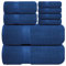 Infinitee Xclusives Premium Bath Towel Set 8-Piece (2 Bath Towels, 2 Hand Towels, 4 Washcloths), Super Absorbent Soft 100% Ring-Spun Cotton for Spa, Gym, Hotel & Bathroom |Tranquil Navy|