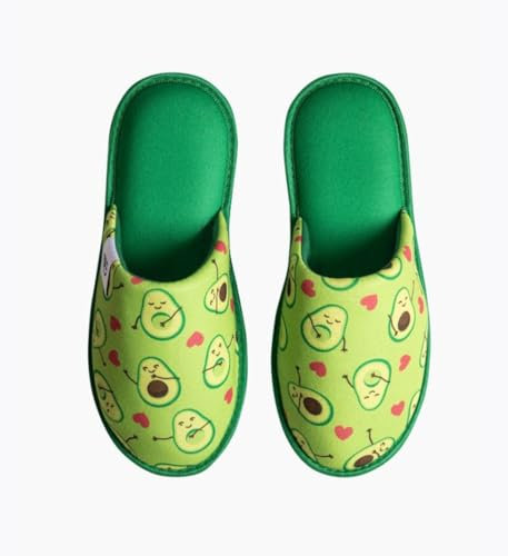 Dedoles Hausschuhe Damen Herren & Kinder Memory-Foam viele lustige Designs Einhorn Musik Regenbogen Comics Spiele Geschenk, Farbe: Avocado-Herzen, Gr.: 40-41 EU