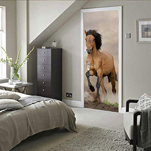VIRANDA Türtapete Selbstklebend Türaufkleber 3D - Pferd - Türfolie Poster Wasserdichte Tür Stickers Tapete 77 x 200 cm