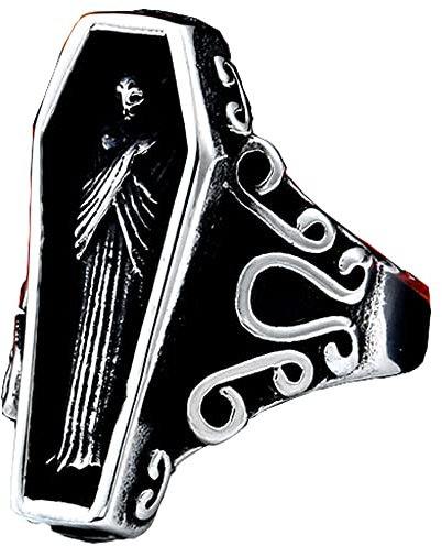 ZMY Home Edelstahl Vampir-Sarg Ring Herren Coffin Totenkopf Ringe für Männer (7)