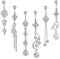Kakonia Bauchnabelpiercings,6 PCS 14G Piercing Bauchnabel,Bauchnabelpiercing Chirurgenstahl für Frauen CZ Bauchnabelpiercings mit Dangle Zirkonia Curved Piercing Schmuck Barbells