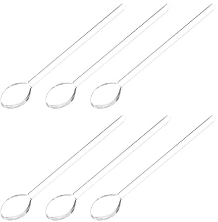 DOITOOL 6Pcs Glass Latte Spoons Transparent Long Handle Teaspoons Coffee Mixing Spoon Stirring Rods for Latte Coffee, Espresso, Hot Chocolate, Hot Drinks, Dessert & Ice Cream