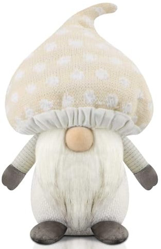 Gehydy Wichtel Pilze Handgemachte Sommer Zwerg GNOME Plüsch Deko Haus Ornamente Geschenk Urlaub Figuren Puppe Dekorationen - Weiß