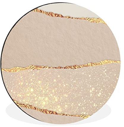 MuchoWow Tableau imprimé rond Rose - Or - Paillettes - Design Impression sur aluminium en rond 60x60 cm Tableau decoration murale salon