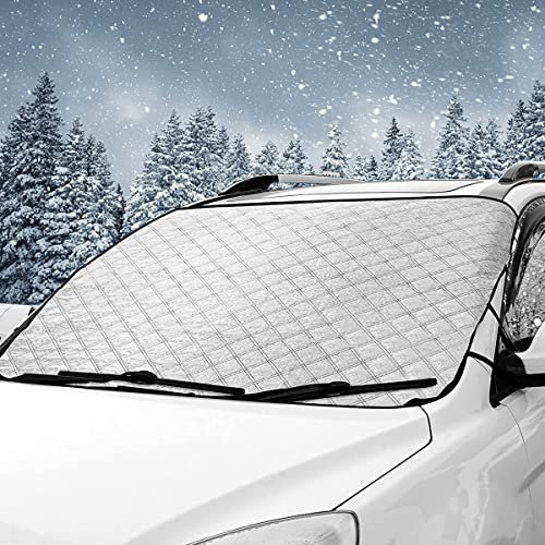 Roysmart Frontscheibenabdeckung, Auto Scheibenabdeckung Windschutzscheibe Frontscheibe Abdeckung Magnet Faltbare Auto Abdeckung Winterabdeckung Eisschutzfolie für Frost und Schnee, Sonne - 190 x 100cm