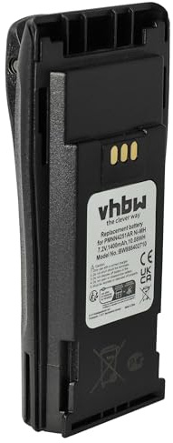 vhbw Battery compatible with Motorola CP180, CP170, CP160, CP150, CP140, CP040 Radio, Walkie-Talkie (1400 mAh, 7.2 V, NiMH) + Belt Clip
