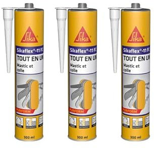 SIKA Lot de 3 mastics colles Multi-usages Sikaflex 11 FC Purform - Blanc - 300 ML