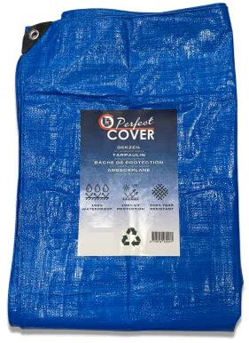 Cover Lona Impermeable / 80g/m² - Lona de protección con Ojales - para Muebles de jardín, Piscina, Coche, Caravana, Resistente a los Rayos UV, Resistente a los desgarros (Azul, 3x4m)