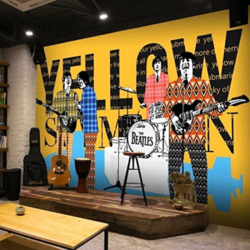 XLMING Music Restaurant Stage Background Rock Music Guitar Bar Retro Nostalgia Live 3D Wallpaper Paste Living Room The Home Restaurant Wall for Bedroom Mural-250cm×170cm