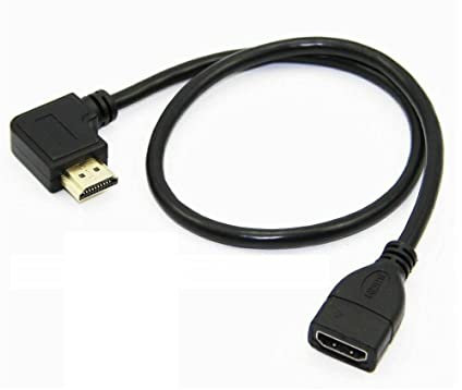 Mr. Gadget's Solutions Cavo di prolunga HDMI a L 0,5 m/1 m, 50 cm, cavo di prolunga HDMI 4K femmina a maschio, terminale placcato oro, tipo HDMI, 60Hz, 4K (da femmina maschio a destra)