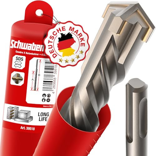 SCHWABENBACH ® SDS Plus Bohrer 20mm x 940 x 1000 - Betonbohrer - Präzises & schnelles Bohren in Beton - Hartmetall Spitze - SDS Bohrer Lang - Kein Einhaken in Armierungseisen 20x1000mm (kein SDS MAX)