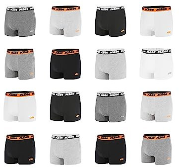 KTM Pack Surprise Boxer Homme Coton, Lot de 6 Caleçons sélectionnés aléatoirement, Noir, Orange, Blanc, Gris, Taille M