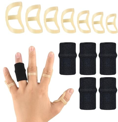 Mabor 7 Größen Fingerschiene Zeigefinger 5 Stück Fingerschutz Ovale Fingerstütze für Arthritis Triggerfinger Finger Schiene für Kleiner Finger Mittelfingerer Ringfinger Schmerzen