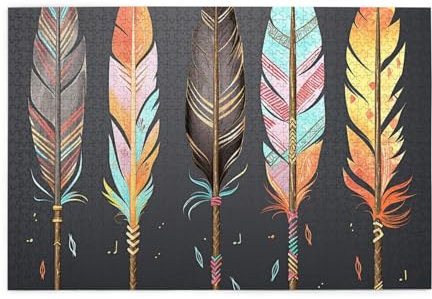 1000 Piece Jigsaw Puzzle for Adults Personalized Picture Puzzle Feather Arrows Customized Wooden Puzzle for Family, Birthday, Wedding, Game Nights Gifts, 29.5x19.7