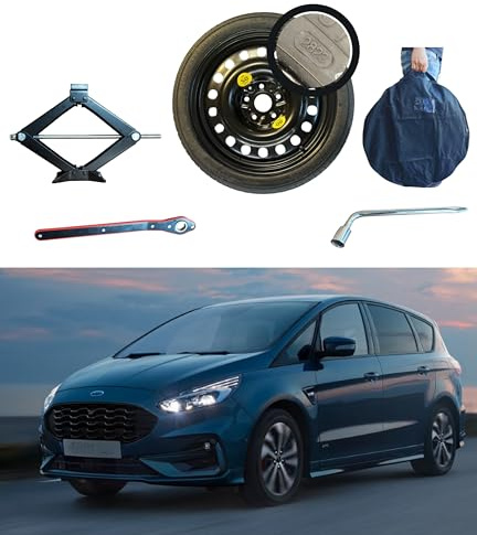 Kit Ruotino di Scorta 17 compatibile con Ford S-Max Serie 2 (10/2015>) con Cric, Chiave e Sacca