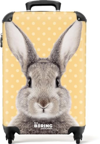 NoBoringSuitcases© Handgepäck Koffer, Reisekoffer, Reisetasche mit Rollen, | 55x40x20 cm - TSA Schloss, Hartschalenkoffer, Koffer Handgepäck, Trolley 55x40x20, (Hase - Gelb)