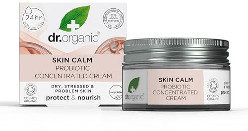 Dr Organic - Skin Calm Probiotic Concentrated Cream - Women's & Men's Skincare - For Redness, Dry, Sensitive & Irritable Skin - Vegan, Cruelty, Paraben & SLS Free - 50ml - 1 Pack