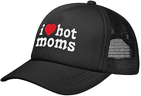 Generic Baseball Cap „I Love Hot Moms I Heart Hot Moms Black Mesh“. Baseballmütze Klassisch Baseballkappe Mode Golf Caps Für Reisen Golf Running