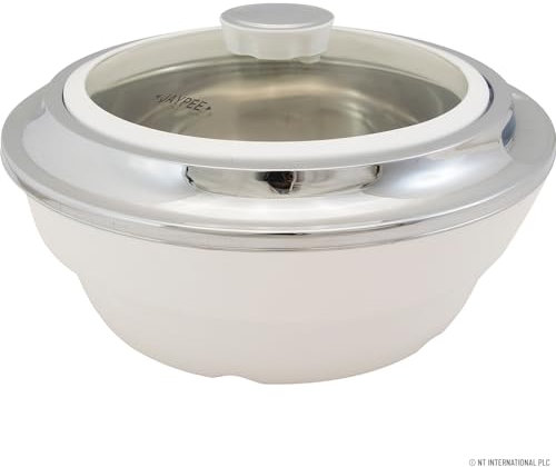 3 Litre Casserole - Glass Lid, Round Casserole Dish, Cookware, Kitchen Chef Dish | Stainless Steel Inner, Side Handles + Lid Handle For Easy Handling