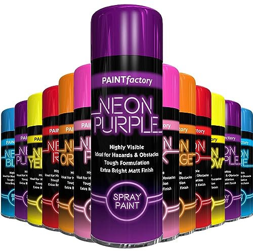 AlezyB 1x Neon Spray Paint Purple 200ml Flouroscent Aerosol Extra Bright DIY Graffiti (Banksey) Paint, Assorted Colour Paint
