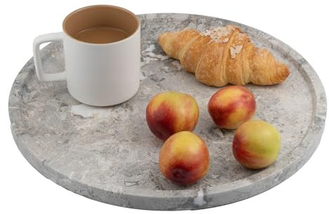 MIDUSO Large Real Marble Vanity Tray, 14x14x0.8 in, Marble Trays for Decor/Kitchen Counter/Bathroom Countertop/Coffee Table Vanity Tray, Gray