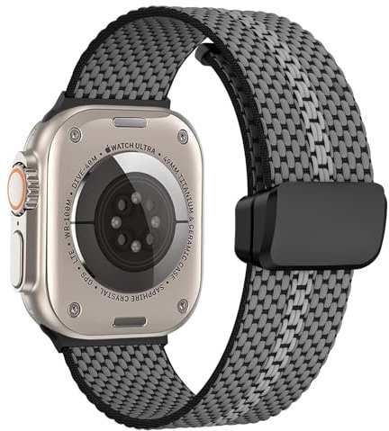 BIRDTOBR Correa Compatible con Apple Watch Ultra 2/ Ultra, Doble Magnética Ajustable Suave Nylon Repuesto Correa para iWatch 46mm 49mm 45mm 44mm 42mm iWatch SE Series 10 9 8 7 6 5 4 3 2 1