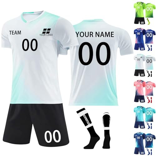 Benutzerdefiniert Trikot Tshirt Weiss Anzug Jungen Trikot Fussball Socken T-Shirt Shorts Socken 3 Teiliges Set Trikot Kinder Manner Türkei Trikot T Shirt Football Fussball Set Für Junge Grünes Trikot
