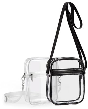 Elepl 2 Pcs Durchsichtige Tasche, Crossbody Schultertasche mit Verstellbarem Abnehmbarem Gurt Transparente Tasche Klein Konzert Tasche Wasserdichte für Männer Frauen Shopping Reisen