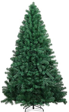 COMHOMA künstlicher Weihnachtsbaum Weihnachtsdeko 195cm PVC Material mit 1000+ Spitzen Thickened Branches Foldable abziehbar mit robuster Sockel Zweige automatisch zusammenziehen Kiefer grün