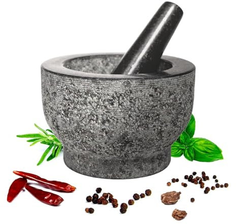 Mortier et pilon en granit naturel non poli, non poreux, passe au lave-vaisselle, mortier et pilon, 15 cm