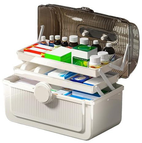 Birtern Caja de herramientas plegable, organizador de medicamentos, caja de almacenamiento con asa portátil para el hogar, baño, cocina
