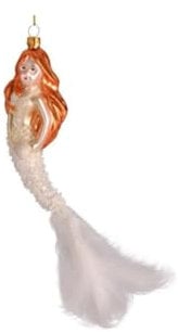Gift Company Hänger Meerjungfrau, weiß, 14x4,5x25 cm - Weihnachtsbaumschmuck, Glas, Weihnachten