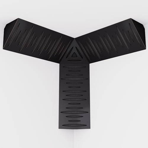 Kit of 3 sets of mini Bass Trap PULSE-mini and one set of TRICUB-Pulse | Acoustic Foam with Perforated Laminated HDF Plate (Black, PULSE-m+cubPuls)