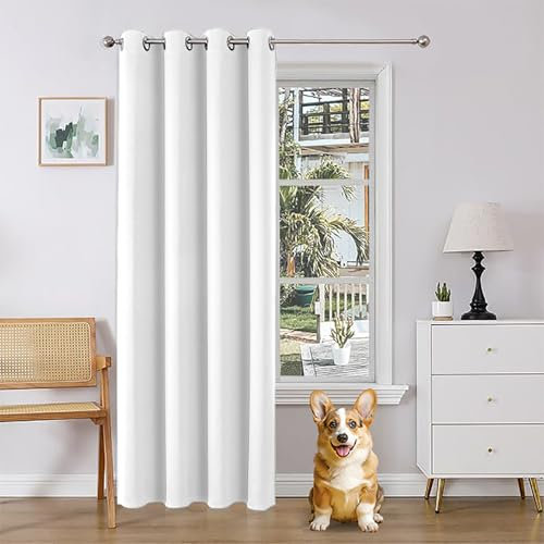 Joydeco Verdunklungsvorhänge 1 Stück,Türvorhang Blickdichte Türgardine,Tür Vorhang mit Ösen Thermo Kälteschutz Hitzeschutz Schallschutz für Schlafzimmer Wohnzimmer(Bleiche,1xH225xB135)