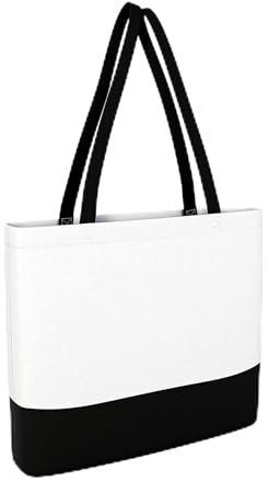 IMFAA Bolsa de lona de algodón reutilizable de 283.5 g, resistente y grande (50 x 40 x 12 cm), Negro y blanco con cremallera, Tote Cotton Bags