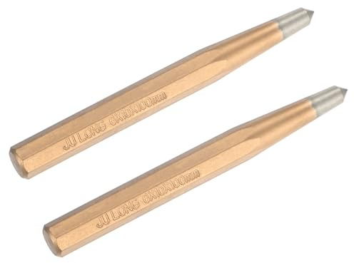 M METERXITY 2-Pack Center Punch 10x100mm Alloy Steel, Golden | Impact Resistant Metal Punch Tool, for Marking, Drilling, Scribing Work