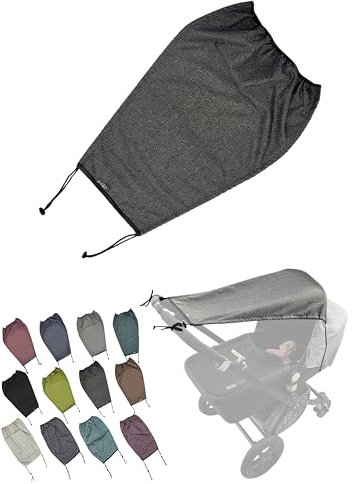 Universal [Sonnensegel mit UV Schutz 50+ für Kinderwagen] Babywanne flexibel Sonnenschutz mit Beschichtung und Rollo-Funktion verstellbar (meliert dunkelgrau)