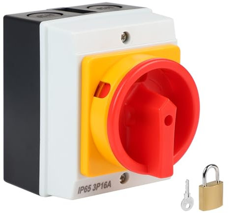 SWAWIS 16A Interrupteur Principal 3 Pôles, Interrupteur Rotatif avec Boîtier pour Connecter Interrupteurs et Séparer Petits Circuits, IP65