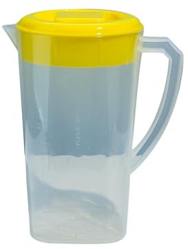 Brocca in plastica con coperchio, caraffa per miscelare bevande e acqua, per limonata caldo/freddo, succo, bevande, bollitore per tè (2,296 g, bianco) spremiaglio (giallo, taglia unica)