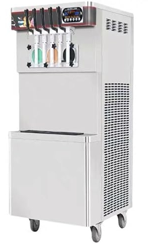 Commercial Soft Serve Ice Cream Machine with Multiple Flavors and Nozzles, Ideal for Sundae, Milk Tea, and Coffee Shops