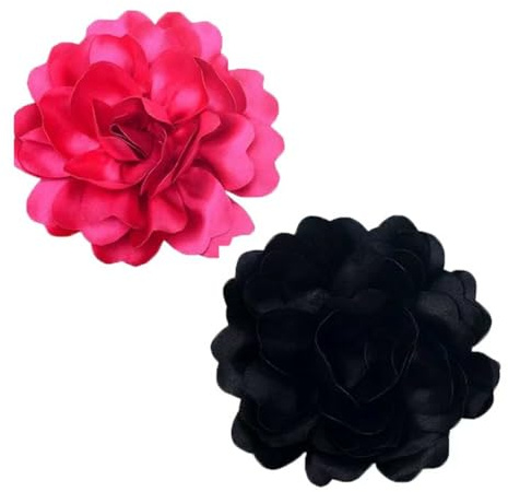Broschen & Anstecknadeln für Damen,2 Stück Rosenbroschen, Stoffblumenbroschen, elegante Ansteckblume Damen,Stoff-Brosche Blume als Accessoire für Kleidung & Anlass(Schwarz,Rosa)