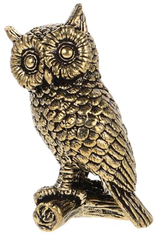 DECHOUS Messing Eulenfigur Eulendekor Als Tischdeko Für Büro Und Home Office Kleine Tierstatue Aus Messing Stabile Desktop Owl Statue Für Schreibtisch Wohnzimmer Sammlung