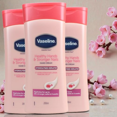 Vaseline Intensive Care Hand & Nail Hand Cream 200ml – Pack of 3 (pink)