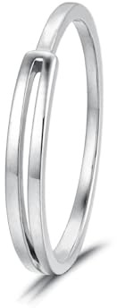 Grewod Modeschmuck Ring Damen 375 Weißgold Minimalistisch Dünn Stapelring Hochzeit Ringe Größe 63 (20.1)
